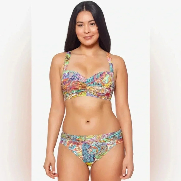 Bleu Rod Beattie Bohemian Paradise Shirred Convertible Bikini Top Size 34DD - Picture 2 of 12